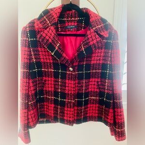 Evan Picone Women's Red and Black Plaid Blazer